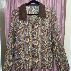 Vintage Brown Paisley Tapestry Shirt Jacket